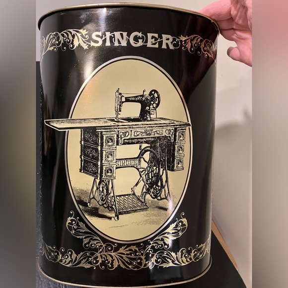 Singer Sewing Machine Metal Waste Basket - Picture 3 of 15